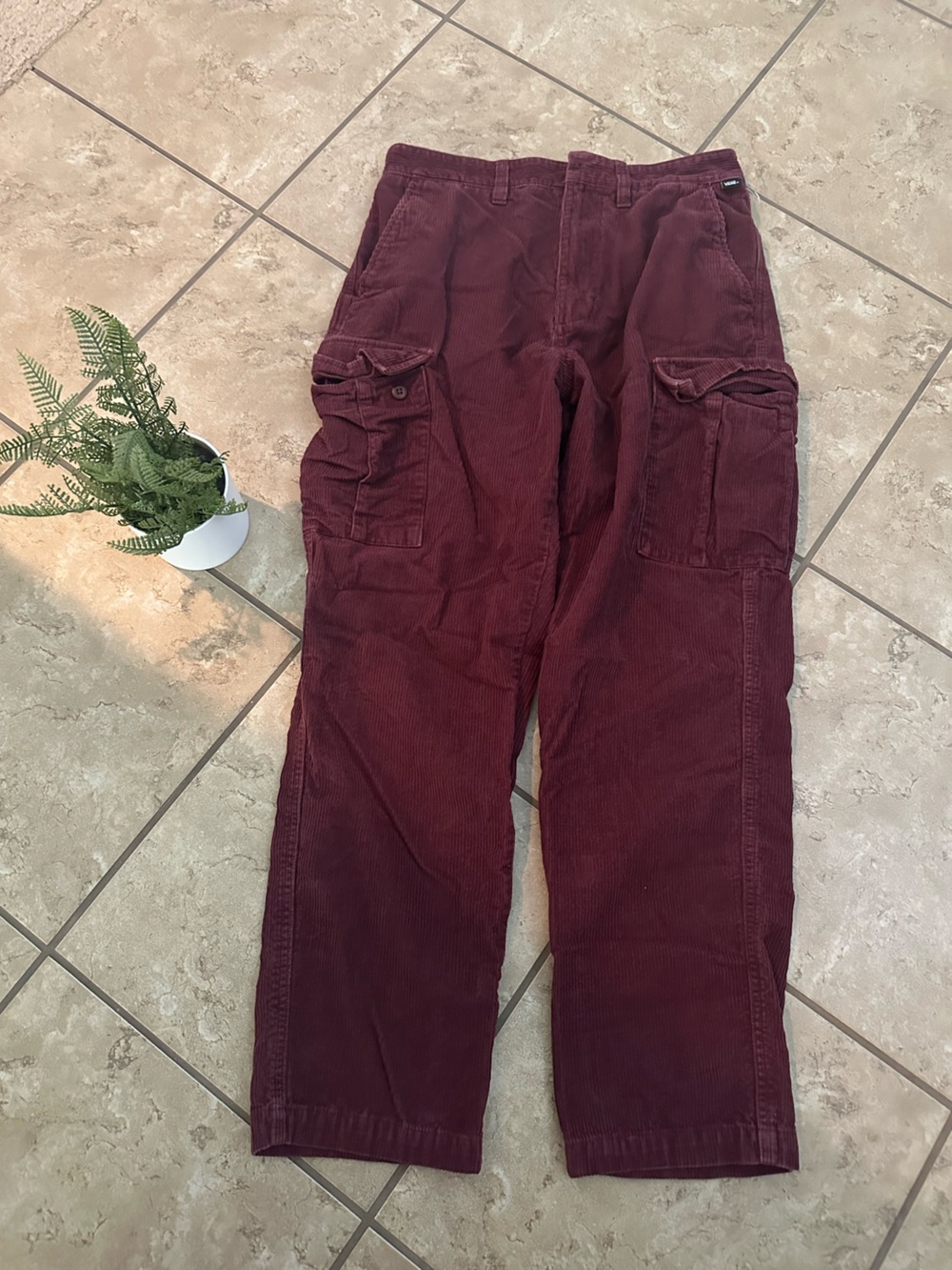VANS BURGUNDY CORDUROY CARGO PANTS